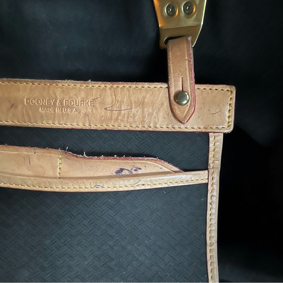 Vintage Dooney & Bourke Black Fabric and Natural/Tan Leather Satchel Handbag - Picture 16 of 16